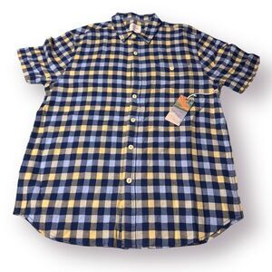 True Grit Men’s Plaid Shirt Button Down Blue/Yellow Mens‎ Size Large